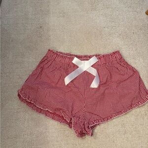 Red Gingham Shorts with White Bow